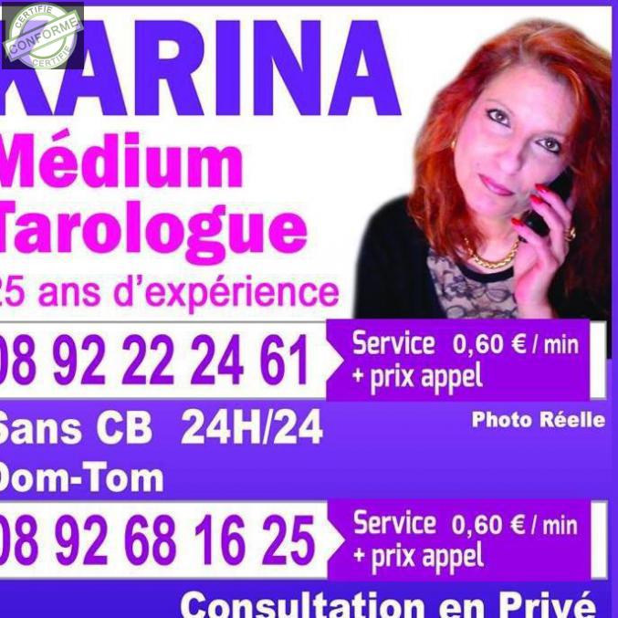 Karina Voyance par tél 24/24 Spécialiste du sentimental France Métropolitaine et Dom-Tom à Colombes