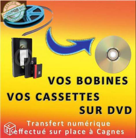 Transfert de bobines super 8 / 8mm ou cassettes vidéo sur DVD à Cagnes sur mer